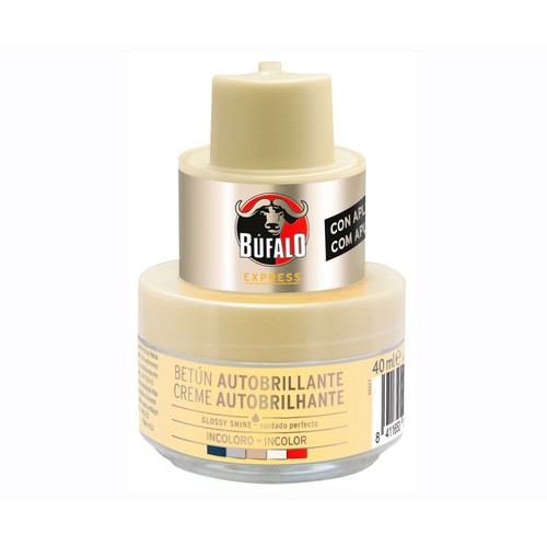 Crema con aplicador para calzado incoloro BUFALO 40 ml.