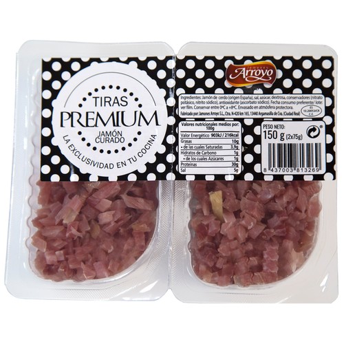 JAMONES ARROYO Tiras premium de jamón curado JAMONES ARROYO 2 x 75 g.