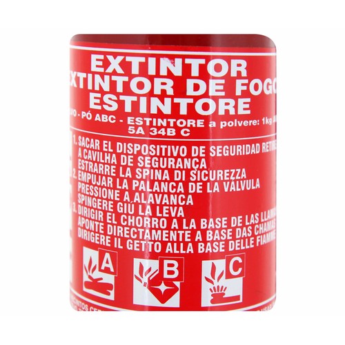 Extintor apagafuegos con manómetro y capacidad de 1 kilogramo ROLMOVIL.