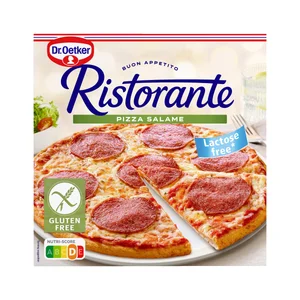 DR. OETKER Pizza congelada de salami y queso, sin gluten Ristorante 315 g.