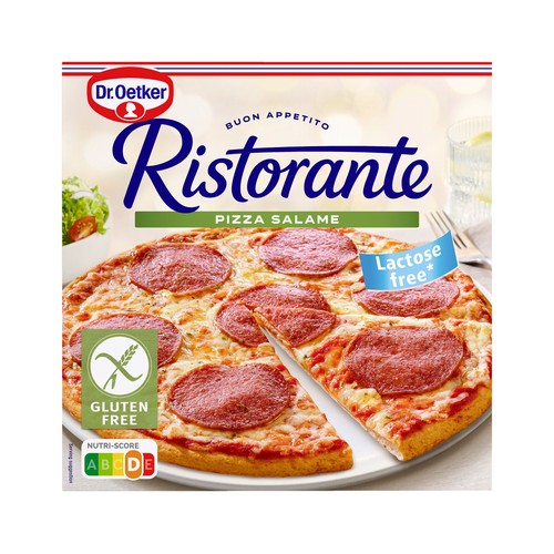 DR. OETKER Pizza congelada de salami y queso, sin gluten Ristorante 315 g.