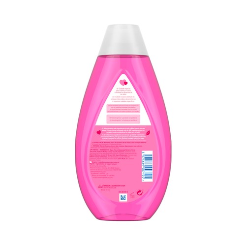 JOHNSON´S Gotas de brillo Champú infantil con aceite de Argán para un cabello suave y sedoso 500 ml.