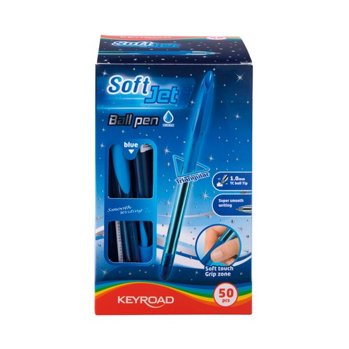 Bolígrafo stick con grip 1.0mm azul. KEYROAD