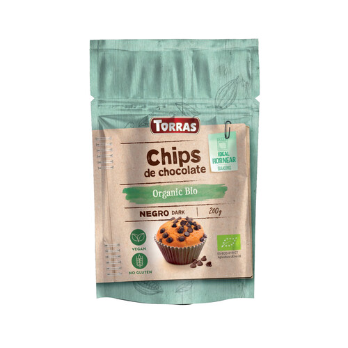 TORRAS Chips de chocolate negro, 52 % cacao, ecológico TORRAS 200 g.