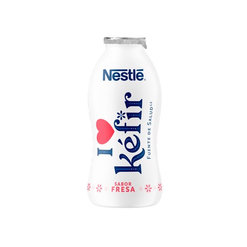 NESTLÉ Kefir líquido sabor a fresa, elaborado con fermentos lácteos y levaduras 6 x 100 g.