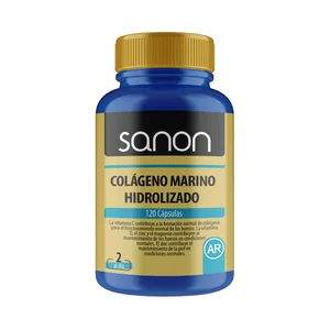 SANON Colágeno marino hidrolizado, vitaminas y minerales (complemento alimenticio) 120 cápsulas.