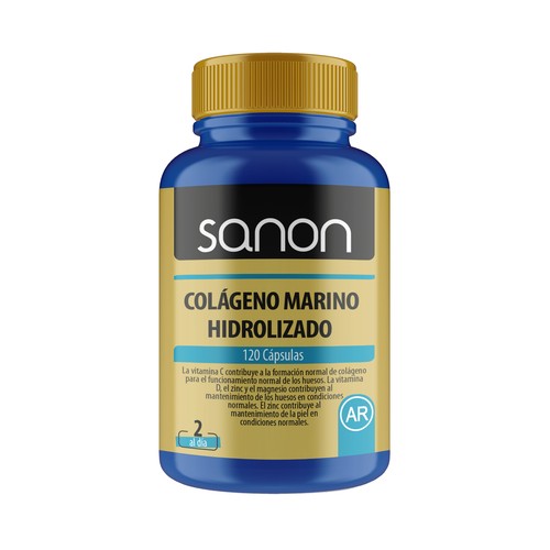 SANON Colágeno marino hidrolizado, vitaminas y minerales (complemento alimenticio) 120 cápsulas.