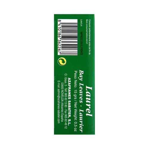 SABATER Laurel en hojas caja de 15 g.