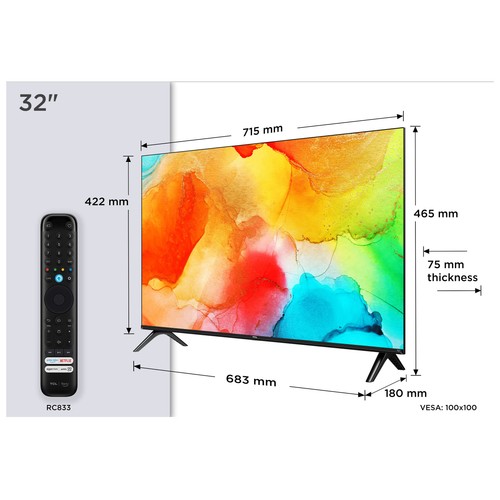 TV QLED 81,2cm (32") TCL 32SF560, Ful HD, Fire TV, Dolby Audio, Bluetooth, 1 USB, 2xHDMI.