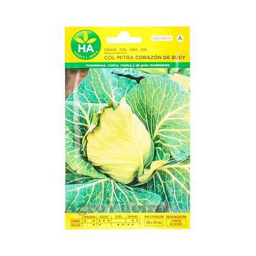 Semillas Col repollo corazón de buey, HA HUERTA Y JARDÍN.