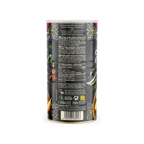 SARASA Aceituna verde aliñada receta Cortijo 750 g.