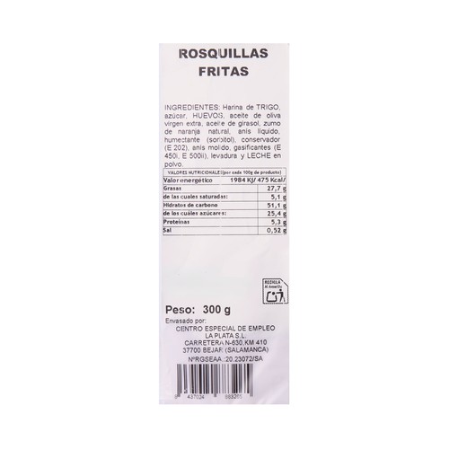 DULCES LA PLATA Rosquillas fritas bolsa 300 g.