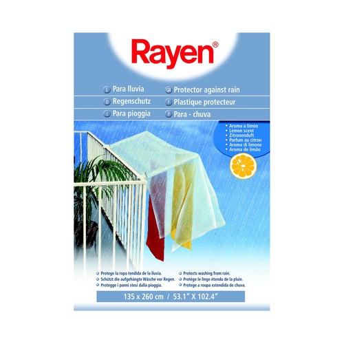 Funda de plástico para proteger de la lluvia la ropa tendida, aroma a limón, 135x260cm. RAYEN.