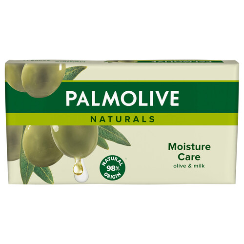 PALMOLIVE Jabón hidratante en pastilla para tocador, enriquecido con extracto de oliva PALMOLIVE Naturals moisture care 3 x 90 g.