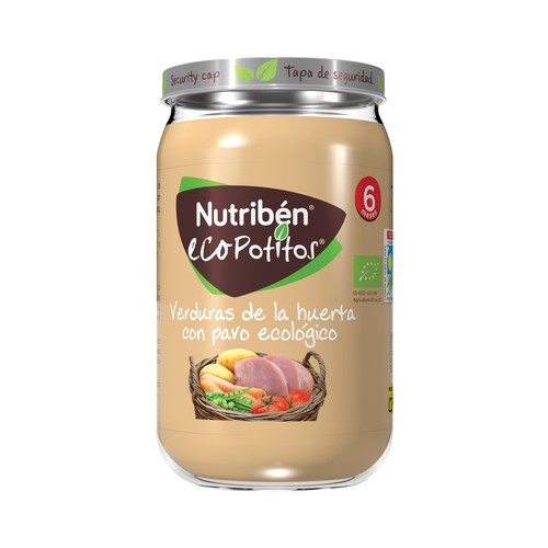 NUTRIBÉN Potitos® de verduras de la huerta con pavo ecológico, a partir de 6 meses NUTRIBÉN Ecopotitos 235 g.