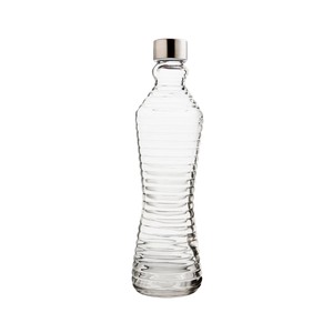 Imagen de Botella de vidrio transparente con relieve de rayas, tapón de rosca, 1 litro, Line QUID.