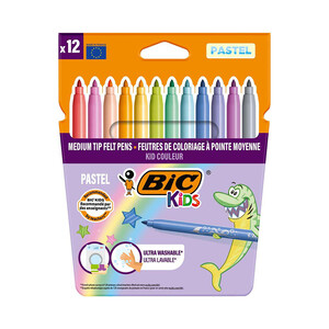 Imagen de 12 Rotuladores colores pastel, BIC KIDS.