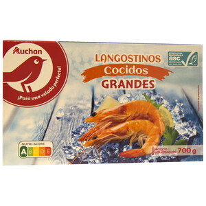 AUCHAN Langostinos grandes 21/28, cocidos y ultrancongelados 700 g (P.N). Producto Alcampo