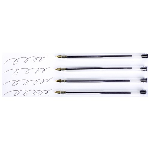 Pack 4 bolígrafos capuchón color negro recargable. ALCAMPO