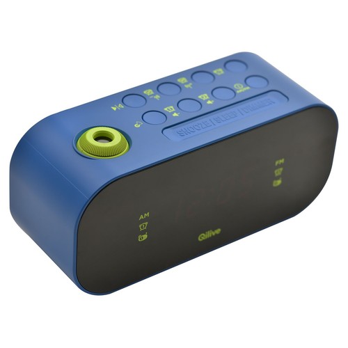 Radio reloj despertador QILIVE Q1899, proyector, radio AM/FM, doble alarma.