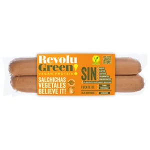 REVOLU GREEN! Salchichas vegetales a base de proteina vegetal REVOLU GREEN! 170 g.