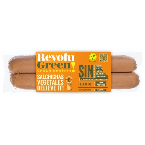 REVOLU GREEN! Salchichas vegetales a base de proteina vegetal REVOLU GREEN! 170 g.