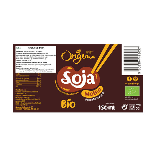 ORIGENS Salsa de soja ecológica ORIGENS 150 ml.