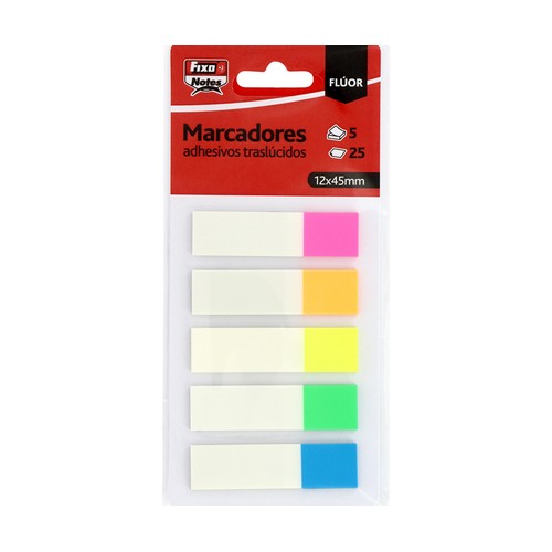 Pack de 5 marcadores 25H 12x45mm fluor GRAFOPLAS.