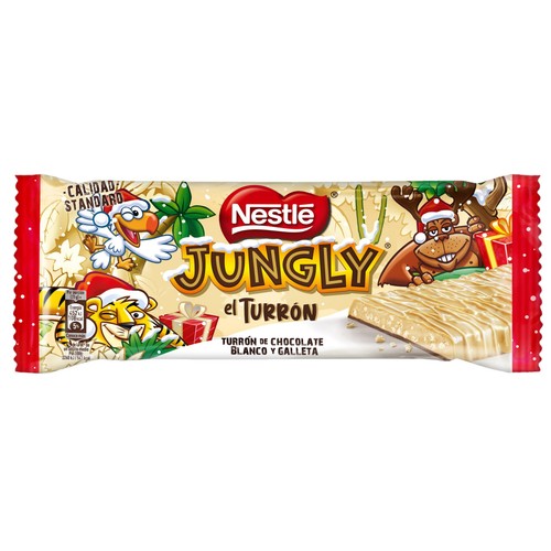 NESTLÉ Jungly Turrón de chocolate blanco y galleta 229 g.