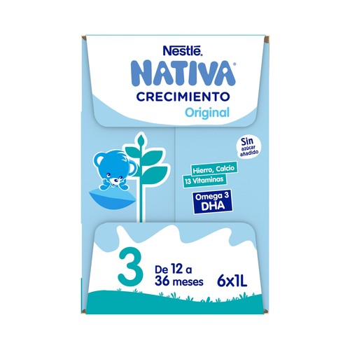 NATIVA Original de Nestlé Leche (3) de crecimiento, de 12 a 36 meses 6 x 1 l.