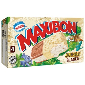 Maxibon Jungly Sandwich de Helado Chocolate Blanco, Galletas y Trocitos de Galletas 4 X 140 Ml. 560 ML