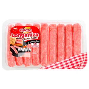 Longaniza blanca fresca, con alto contenido en proteínas, sin gluten y sin lactosa EL POZO 325 g.