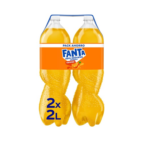 FANTA ZERO  Refresco de naranja sin azúcares añadidos pack de 2 botellas x 2 l.