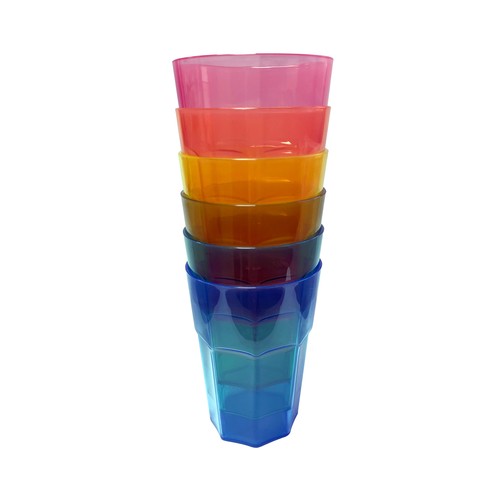 Juego 6 vasos pp colores 44cl. ACTUEL.