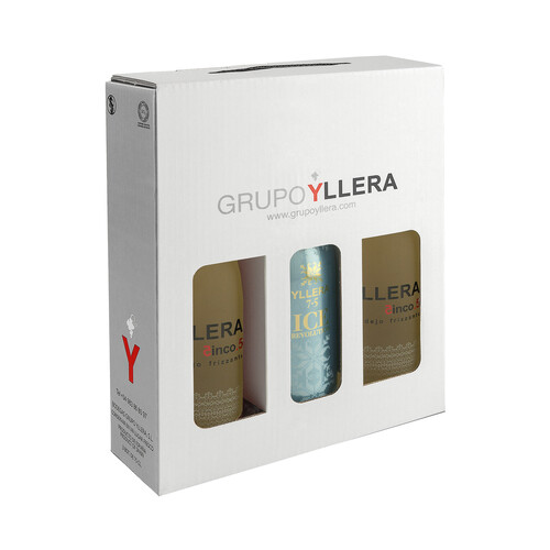 Estuche con 2 botella de vino blanco frizzante YLLERA 5.5 y 1 botella de vino rosado frizzante YLLERA 7.5 Ice revolution.