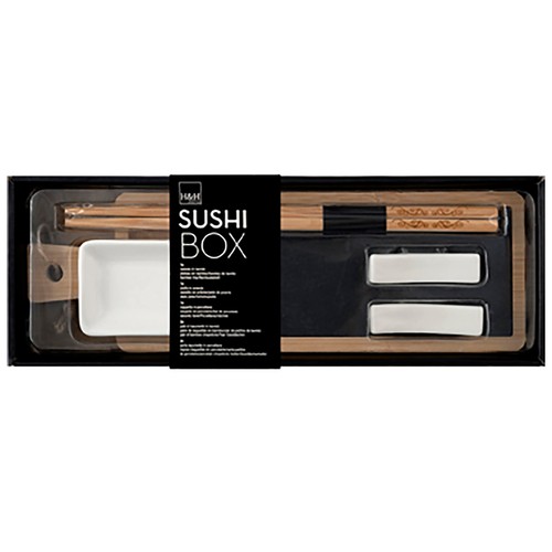 Juego para sushi de pizarra y bambú con 8 piezas, 9x28cm H&H.