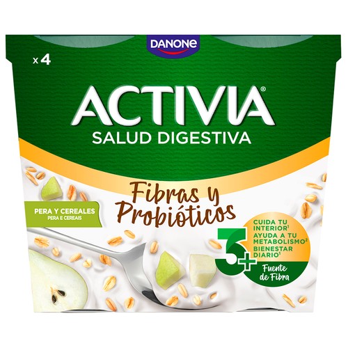 ACTIVIA de Danone Bífidus con pera y cereales 4 x 115 g.