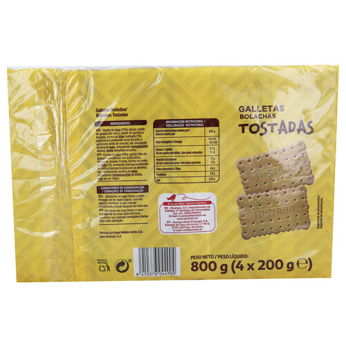 PRODUCTO ALCAMPO Galletas tostadas 800 g.