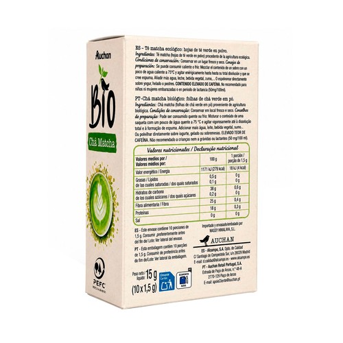 PRODUCTO ALCAMPO Bio Té Matcha ecológico 10 x 1.5 g.