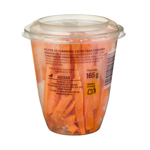 AUCHAN Palitos de zanahoria listos para consumir 165 g.