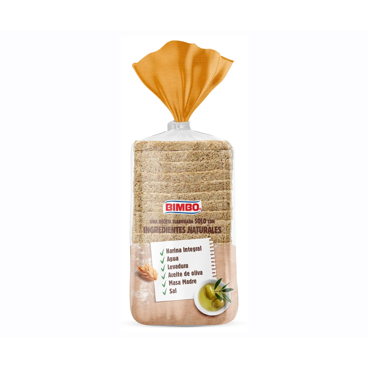 Pan de molde sin corteza integral 450 g.
