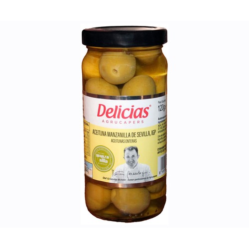 DELICIAS Aceituna manzanilla lisa 120 g.