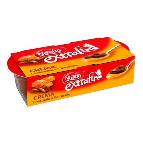 NESTLÉ Crema de chocolate extrafino con caramelo NESTLÉ Extrafino 2 x 70 g.
