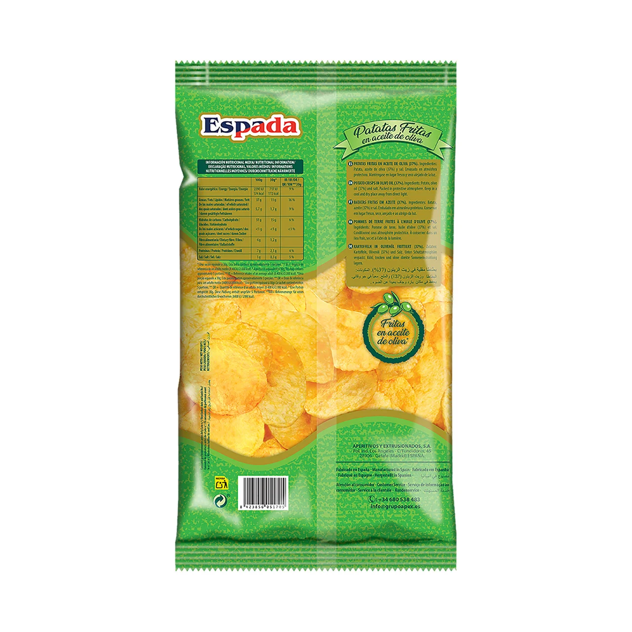 ESPADA Patatas fritas en aceite de oliva ESPADA 170 g.
