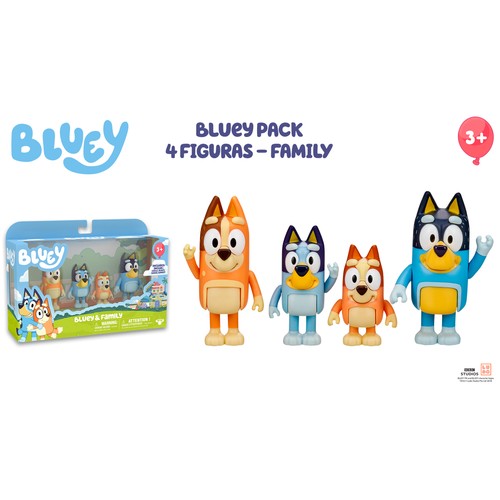 BLUEY Pack 4 Figuras - Family +3 Años