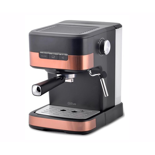 Cafetera expresso QILIVE Cooper Q.5893, 15 bares, depósito de 1,5 litros, sistema vapor capuchino y calienta-tazas.