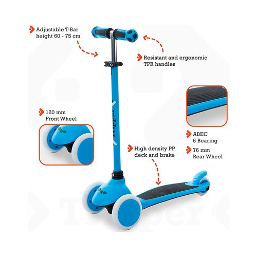Patinete 3 Ruedas Azul Tripper On&Go +3 Años, MONDO