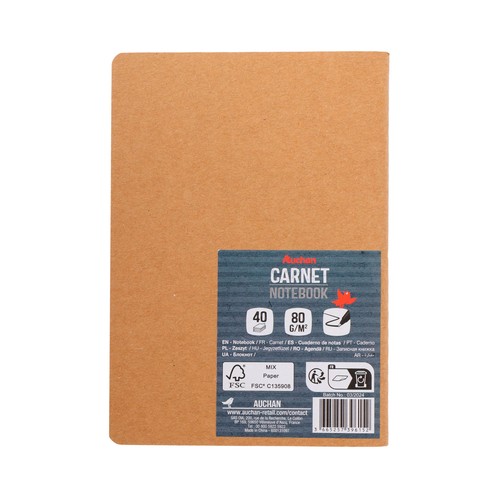Libreta A6 Kraft Hojas en Blanco Papel 80G FSC 40H PRODUCTO ALCAMPO