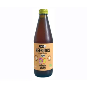 VIVER Kéfrutas Bebida ecológica fermentada con probióticos, sabor a melocotón y mango 330 ml.