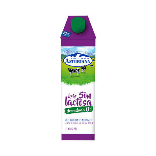 Leche desnatada 0% materia grasa, sin lactosa CENTRAL LECHERA ASTURIANA 1 l.